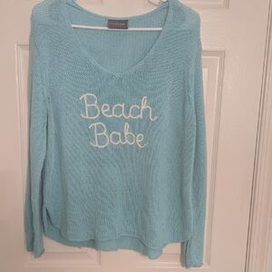 Wooden Ships Beach Babe Light Blue V-Neck Sweater
